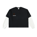 "DUALITY" Long Sleeve Cotton T-Shirt BLACK