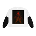 "RED VEIL" Long Sleeve Cotton T-Shirt WHITE