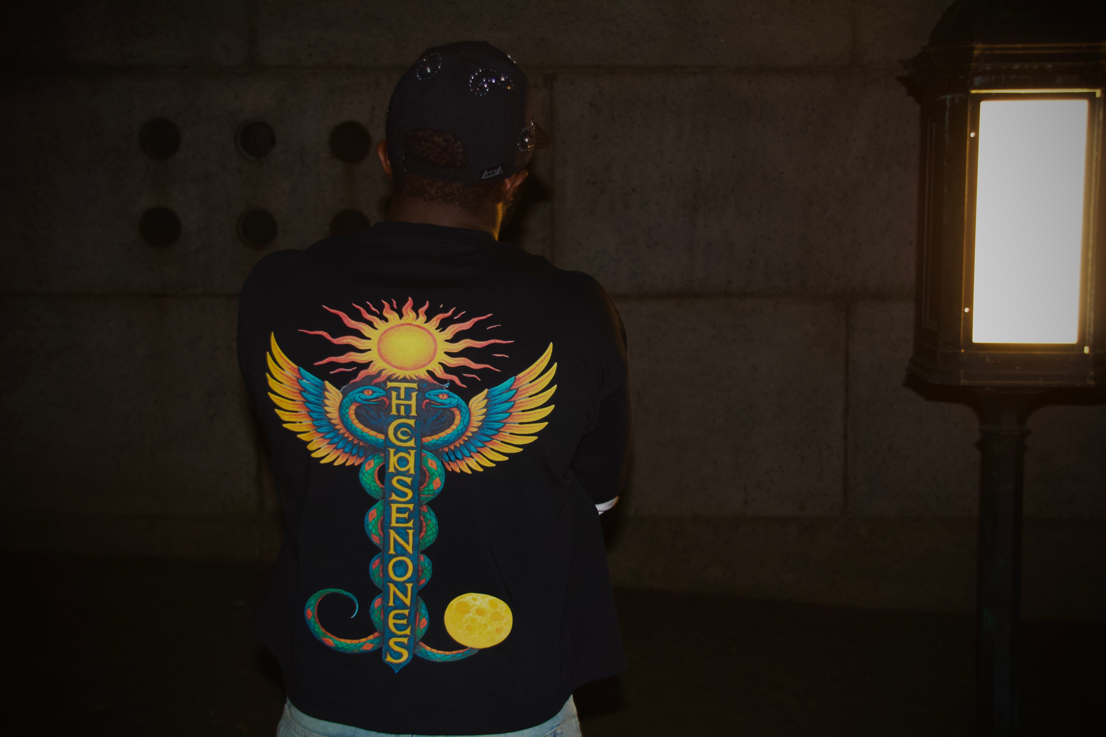"DUALITY" Long Sleeve Cotton T-Shirt BLACK