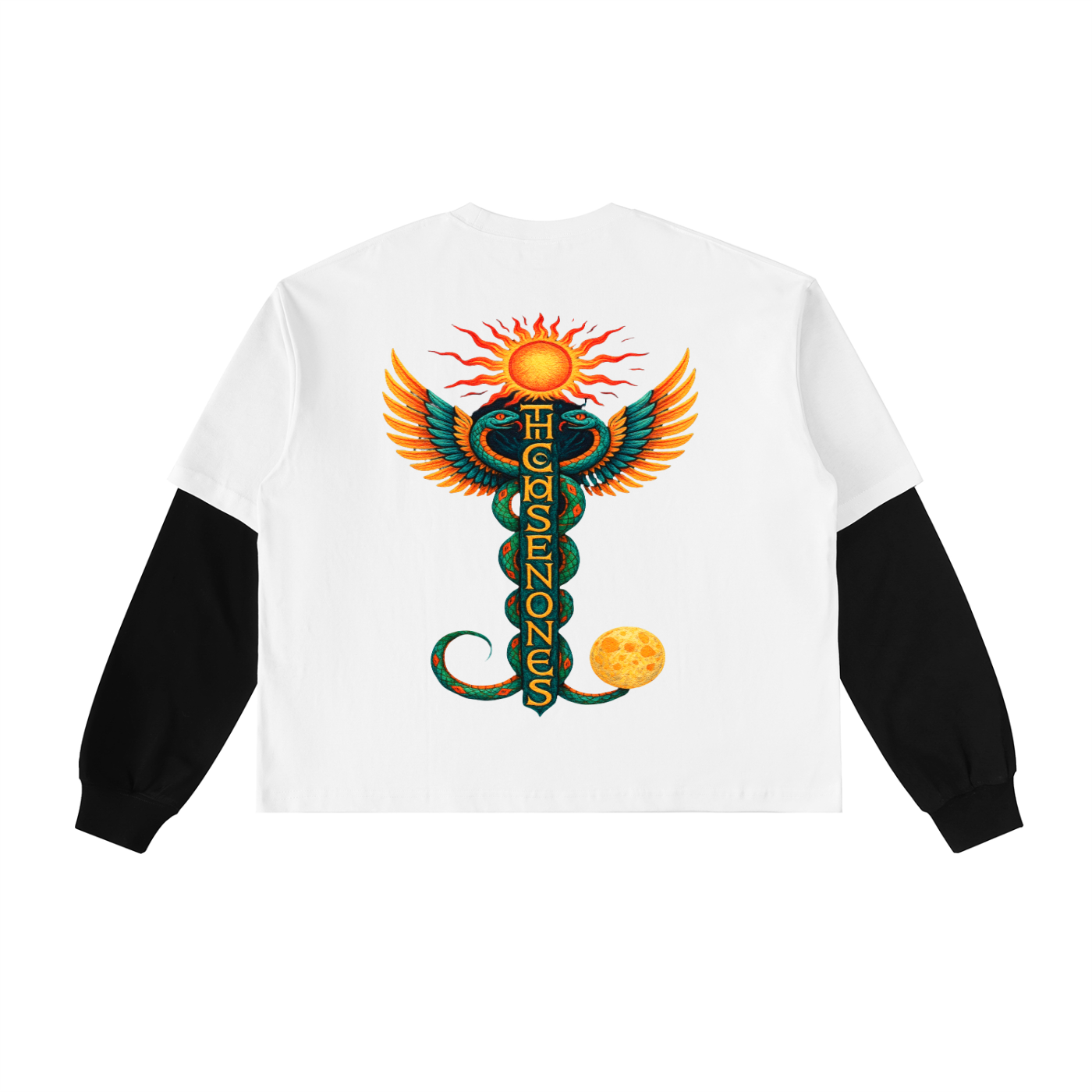 "DUALITY" Long Sleeve Cotton T-Shirt WHITE